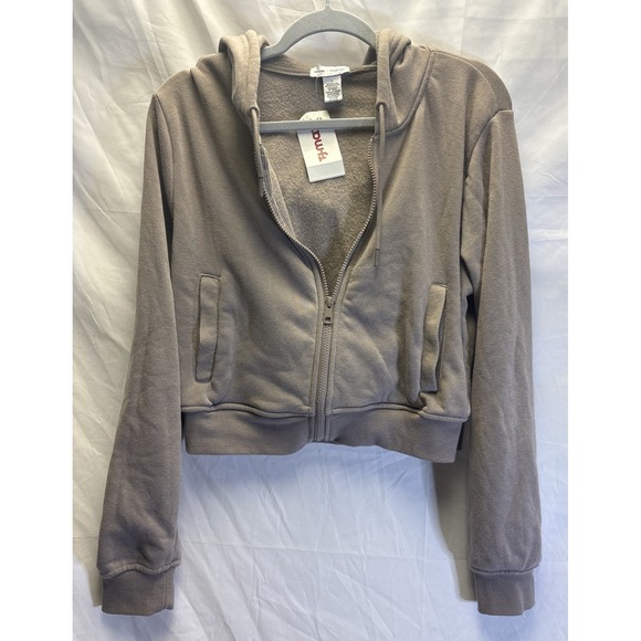Together Tops - Better Together Sz Large Brown Beige Crop Zipper Hoodie Soft Pockets Athleisure